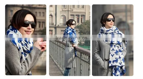 2 color choice Autumn and winter warm animal pattern lady knit korean scarf hijab scarf