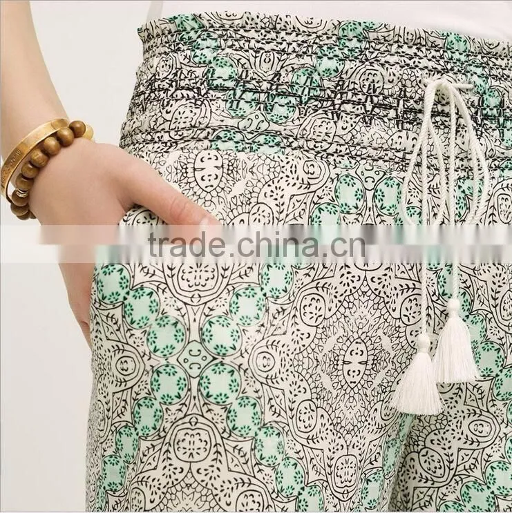 EY0599P New Style 2017 Ladies High Waist Printed Loose wide-legged pants