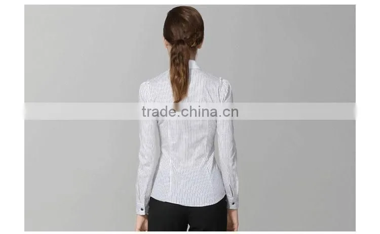 2015 Stylish Ladies Strip Long Cotton Shirts For Girls