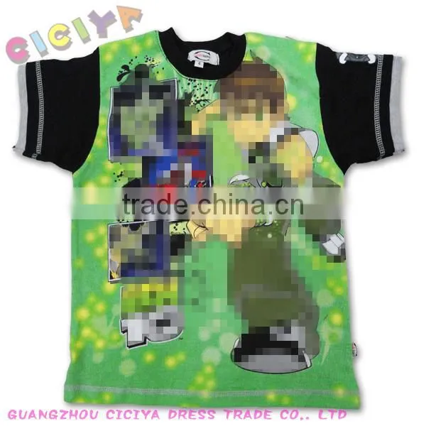 Boy summer short sleeve t-shirt with ben10 design 2014 summer
