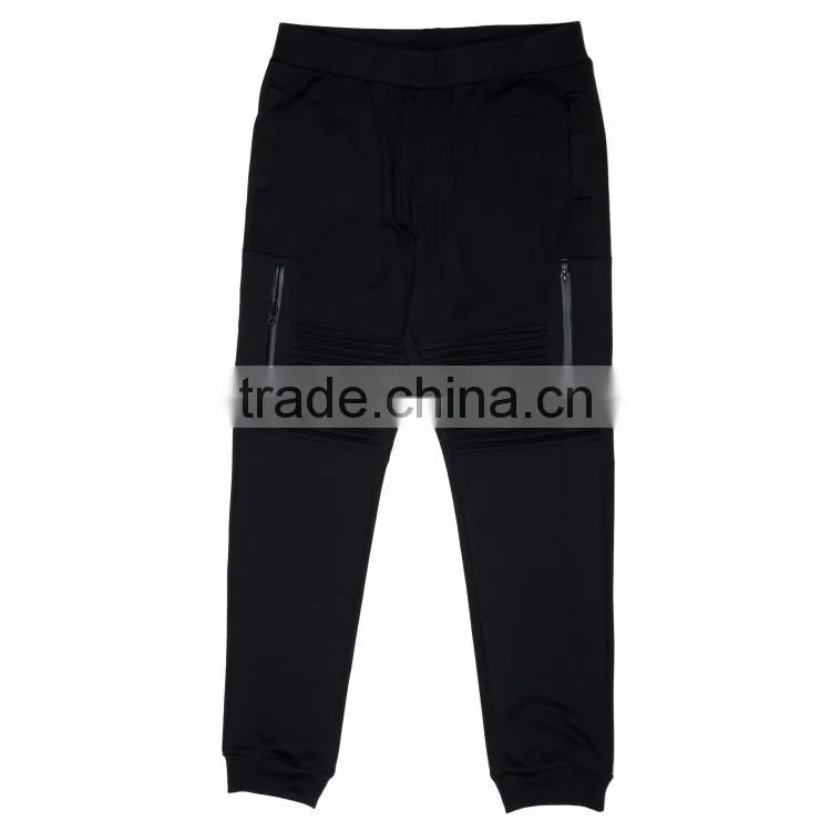 New design custom plain black side pockets elastic waist cotton wholesale blank jogger pants