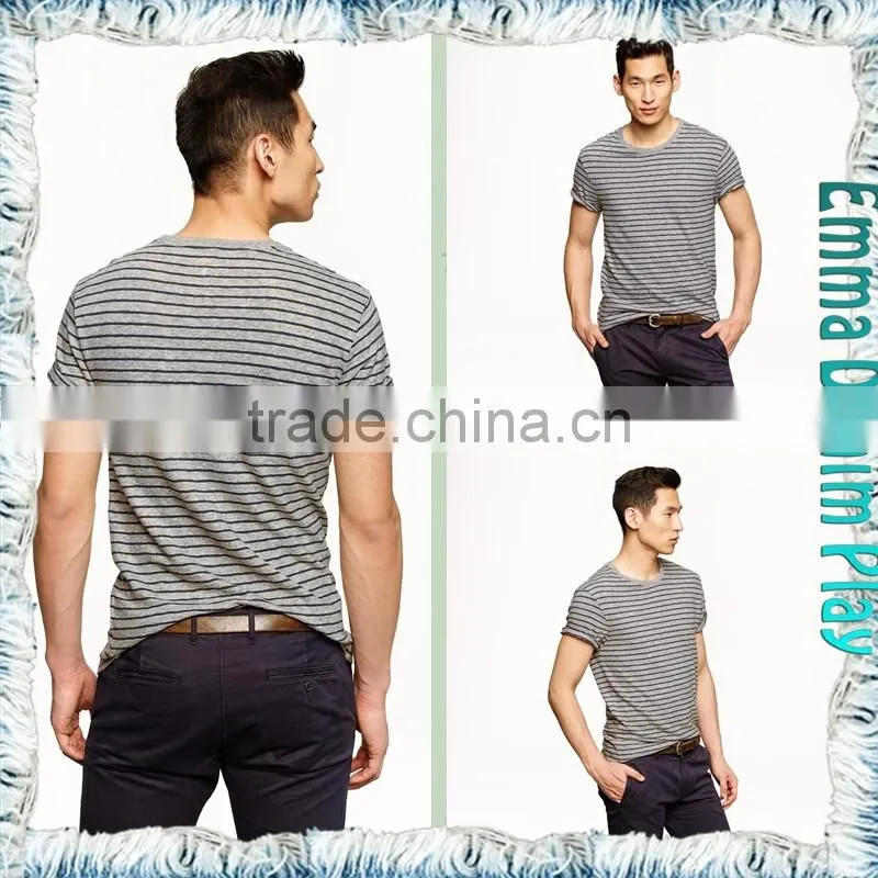 Mens Plain Striped Quality Cotton O-Neck T-Shirts