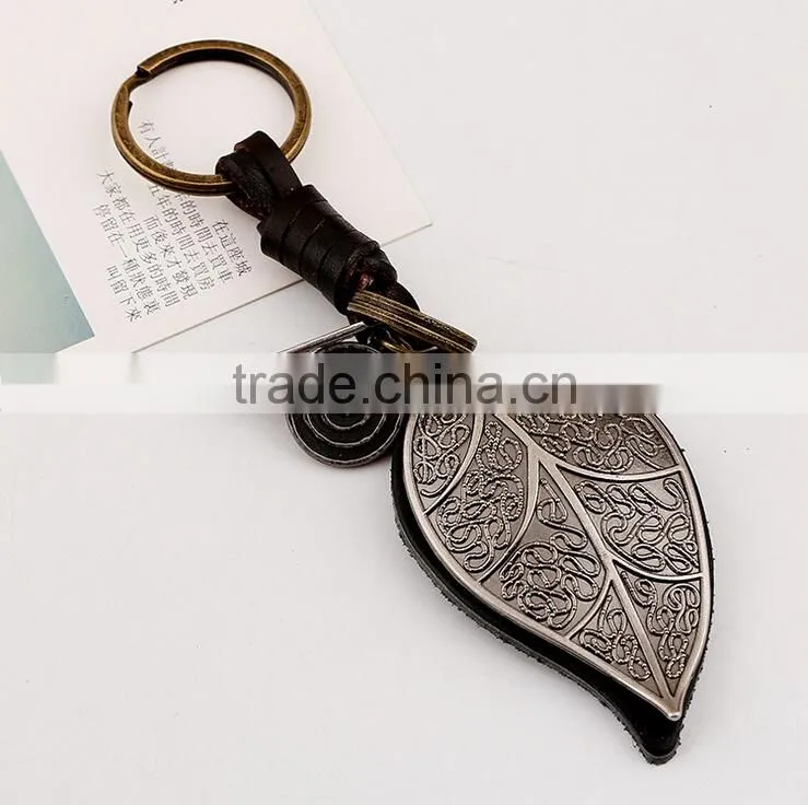Custom Punk Leaves Leather Key Chains - Promotional Items