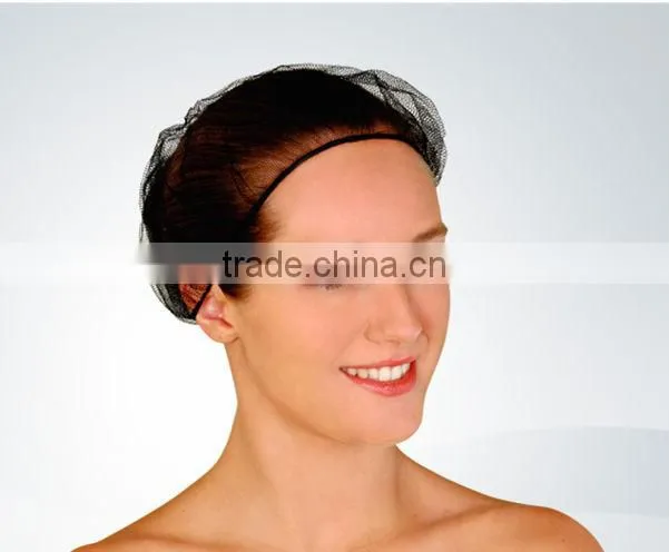 Light&soft wear disposable nylon mesh net caps with elastic or sweatband