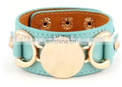 Suede Leather Open Cuff Stone Bracelet