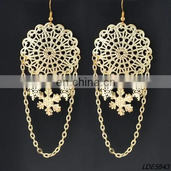 gold statement fringe earring