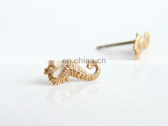 Teeny Tiny Seahorse Stud Earrings Nautical Jewelry Bridesmaid Gift Simple Modern Jewelry