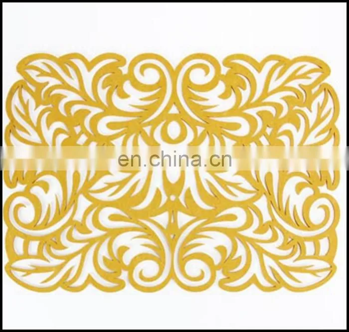 2016 new style yellow color and flower style felt table runner