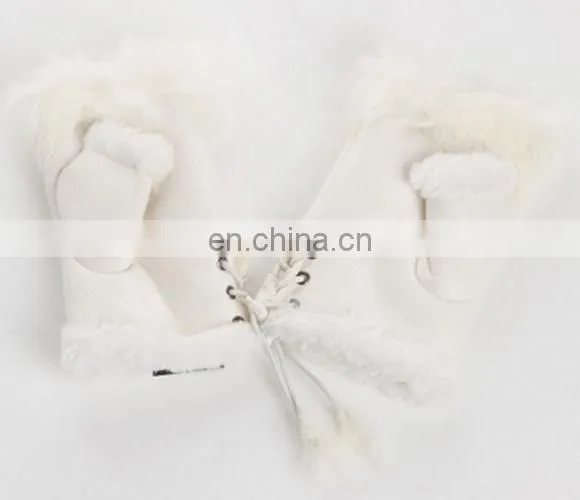Colorful Fingerless Gloves with real Rabbit fur