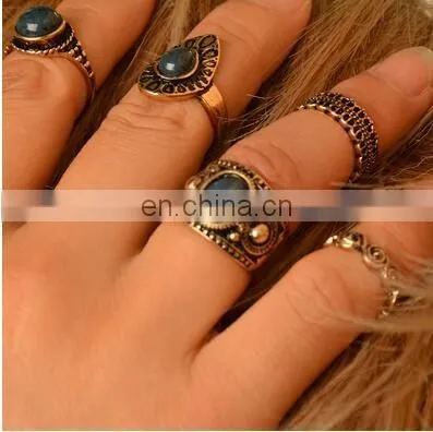5PCS/Set Fashion Jewelry Gold Plated Turquoise Above Knuckle Ring Midi Ring