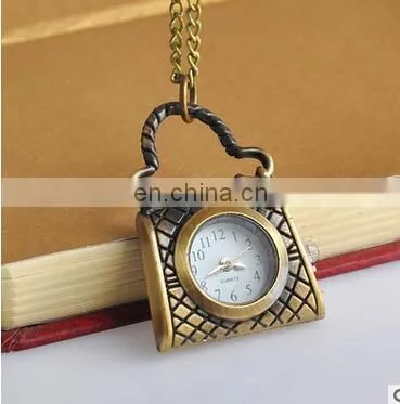 women's handbags Watch coin bag shaped Luxury pocket watch Top quality Antique bronze handbag Pendant pocket watches
