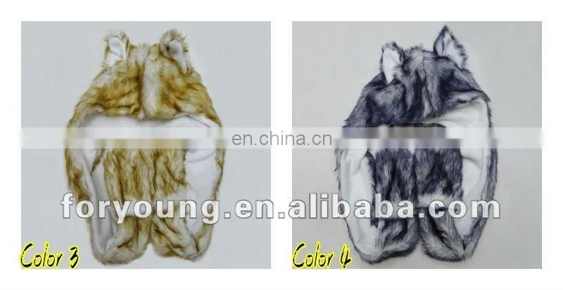 faux fur animal hood hat
