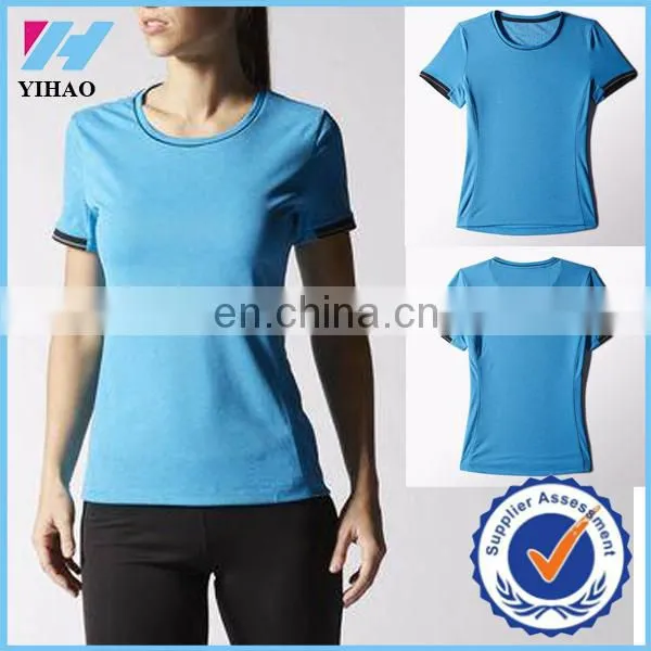 Dong guan Yihao sportswear ladies net fabric short sleeve 2015 fitness sportwear t shirt