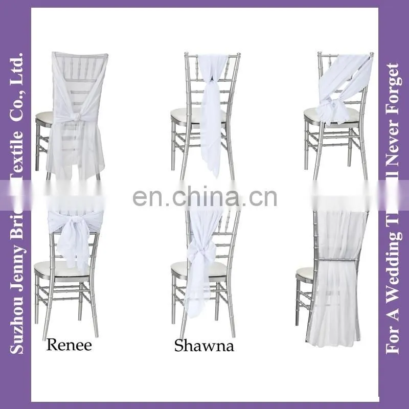 C389C cheap white chair covers chiffon chair sash