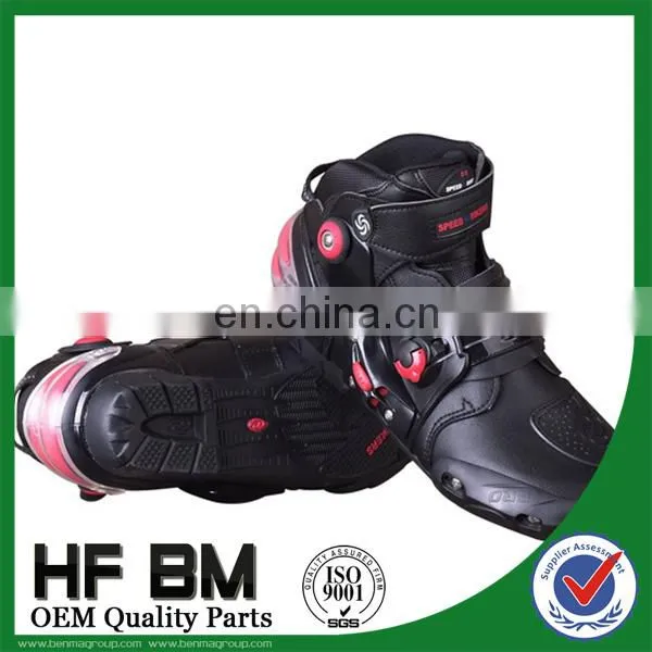Good Price for Wholesale ! mens leather motorcycle racing boots (Black,white,red)