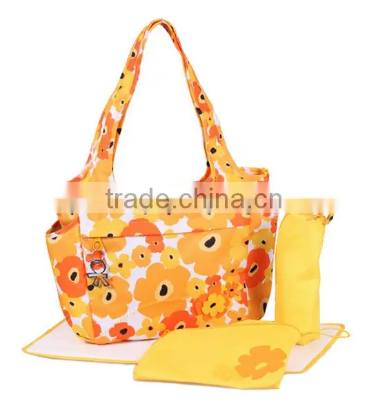 2016 Fancy Yellow Tote Diaper Bag for Mummy