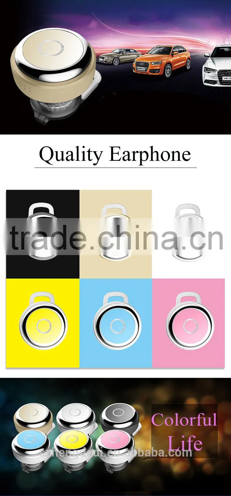 Hot sale !!! Wireless Bluetooth Earphone / Stereo Mini Wireless Invisible Bluetooth Earphone Headset for Mobile Phone