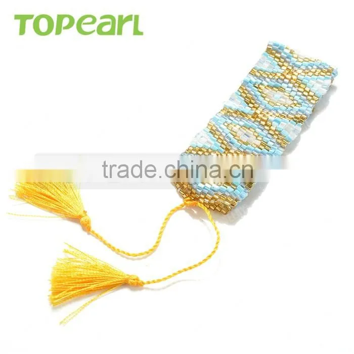 Charm Yellow Cotton Tassel Bracelet Seed Bead Bracelet Handmade for Women CLL143