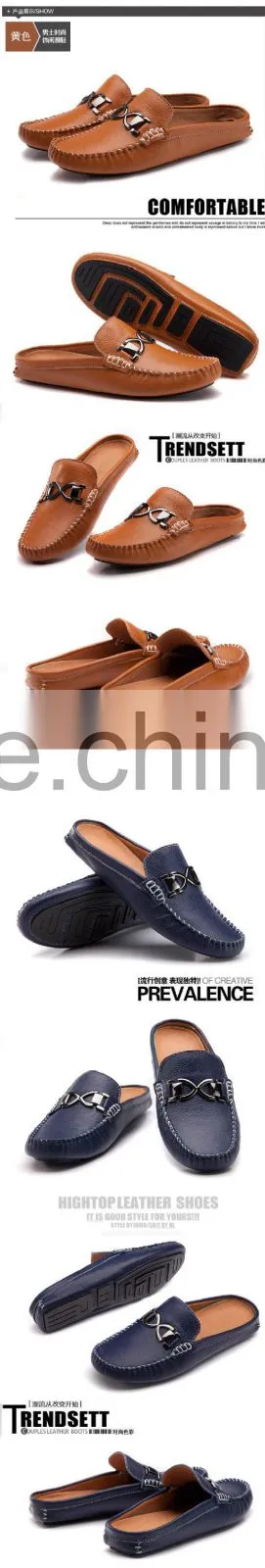 Open collar handmade genuine casual shoes for men