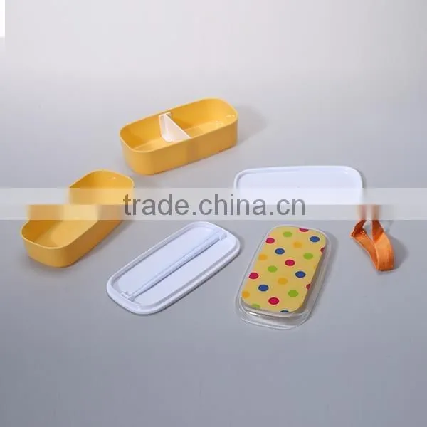2-layer rectangle microwave plastic lunch box with chopsticks