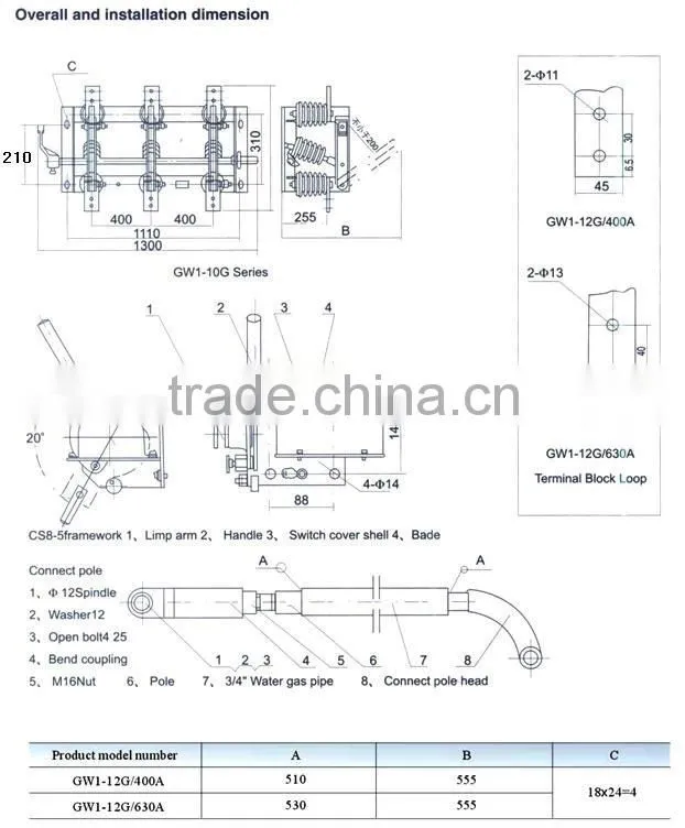 11KV 12KV 24KV 33KV 40.5KV outdoor High voltage isolation switch