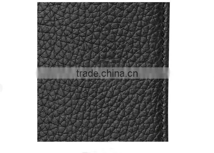 Full grain cow leather card case with zipper men simple leather card holder