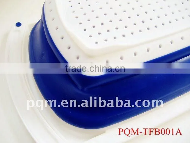 Durability rubber and plastic square collapsible colander 001A