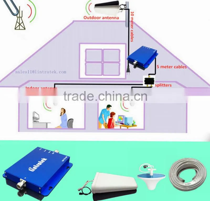 China Easy operation GSM 900mhz&2100mhz mobile signal repeater ,dual band Phone Signal Booster + Antenna
