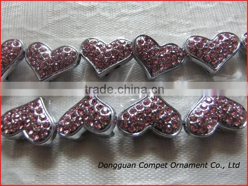 Produce slide diamond hearts Wholesale diamond letter 10 mm full rhinestone heart charm