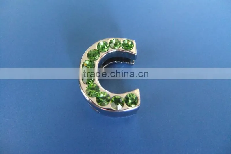 18mm Slide Letters with Green Rhinestone