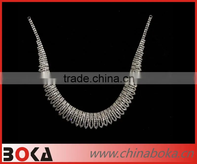 BOKA high quality luxury crystal neck trim, sexy rhinestone necklace for party