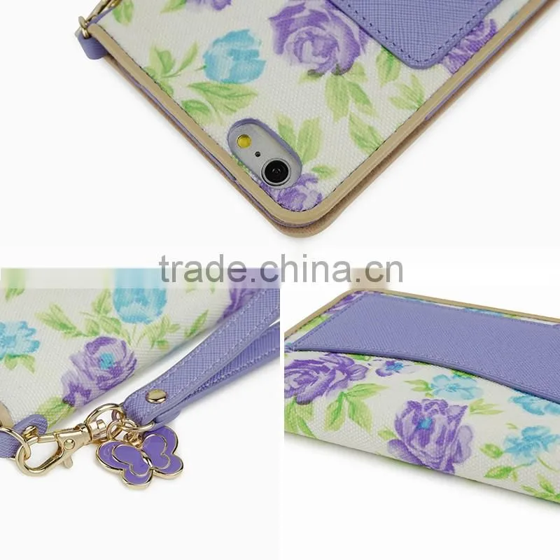 Two-Tone Color PU Leather Cell Phone/Mobile Phone Case/Booklet for iPhone 6/6plus for Lady/Female