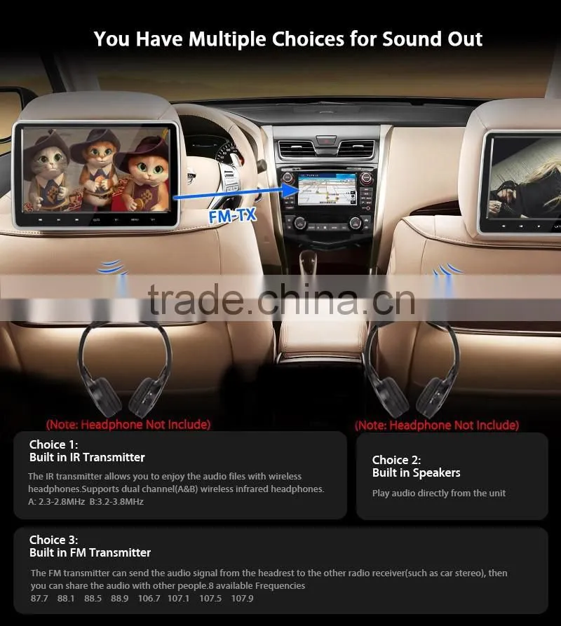 DS-1018DT 10.1inch car headrest dvd for universal with HDMI port