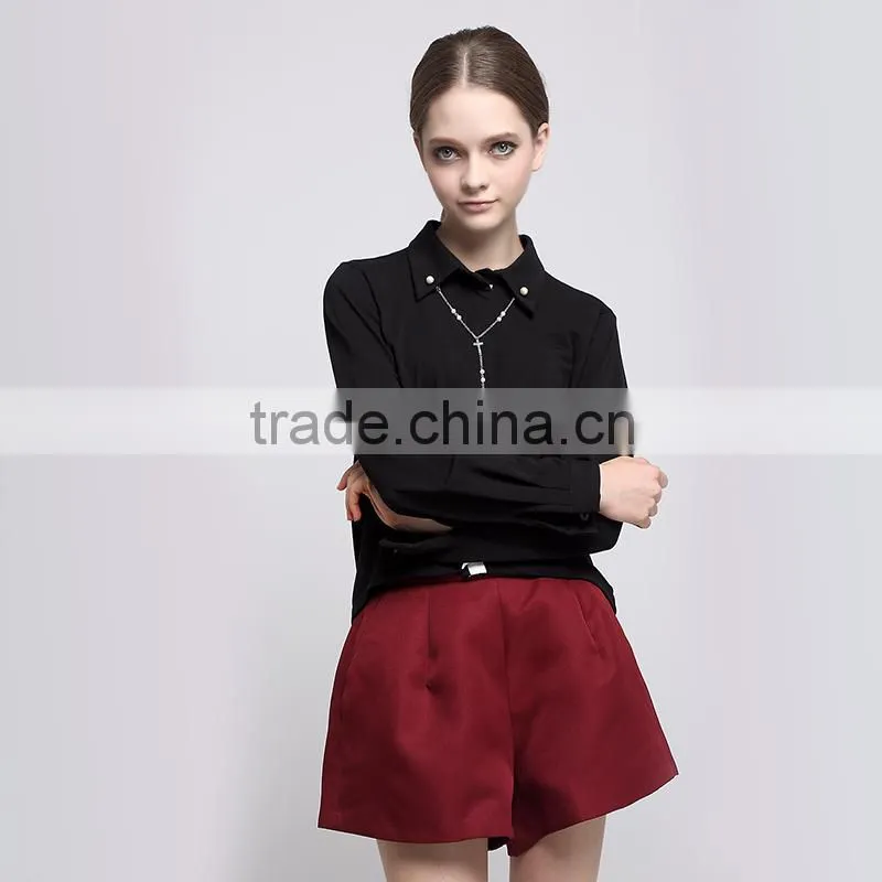 Fashion Black long sleeve blouse simple design