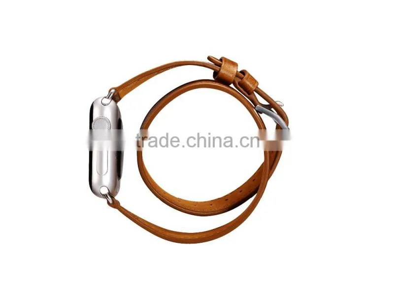 ICARER Double bukle Genuine Leather Watch Band For 38mm Apple Watch Bracelet with 3 Wear Method with watchband connector MT-4831