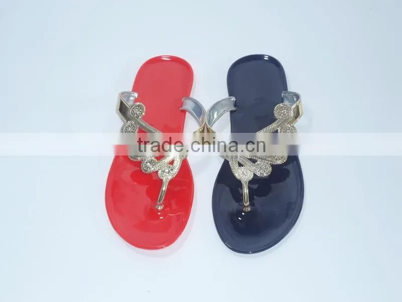2015 Crystal jelly pvc slipper flip flop shoes for lady pvc slipper