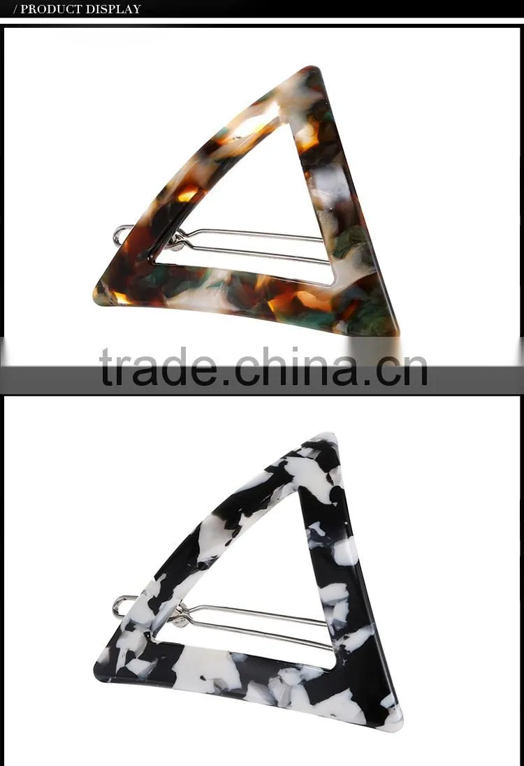 Acetate Triangle Geometric Barrettes Jewelry Girls Hairpin Factory in China AE002