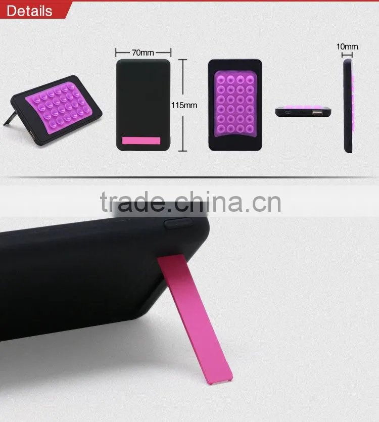 4000mah rechargerable polymer power bank with rubber sucker
