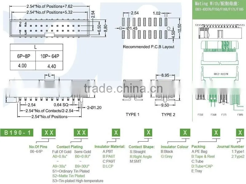 Pitch 2.54mm SMT black box header connector