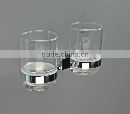 bathroom chrome double tumbler holder