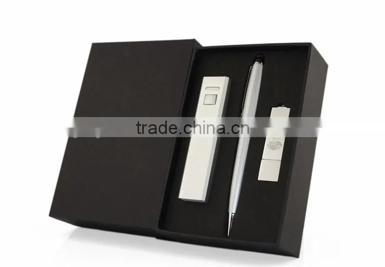 Customize Black power bank pen drive screen touch pen as Business Promotional Gift Kit