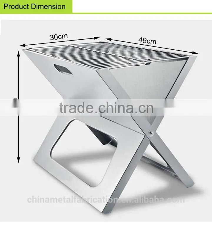Outdoor Camping Small Flat Stainless Steel Charcoal BBQ Grills