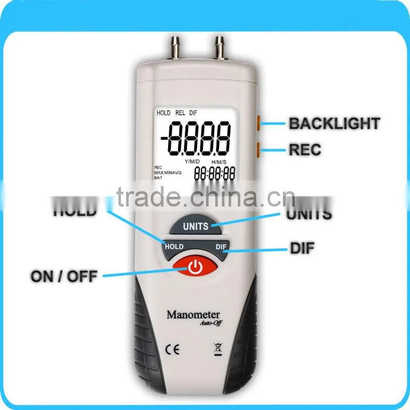 Digital Air Pressure Meter Manometer Gauge and Differential Pressure -13.79kPa ~ 13.79kPa