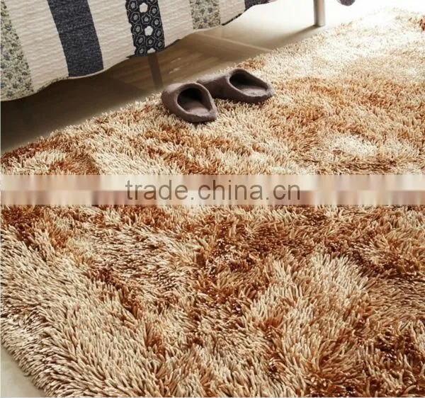 floor mat polyester shiny shaggy rugs with anti-slip base