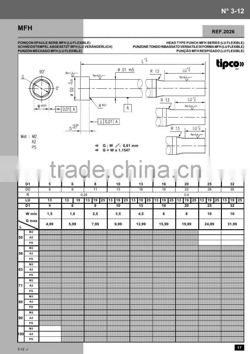 Rabourdin MFH standard ISO 8020 head type punch