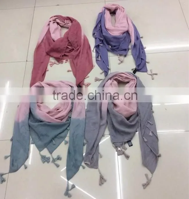 Contrast edged Scarf ,tassel Trim edged Scarf,Ombre Scarf