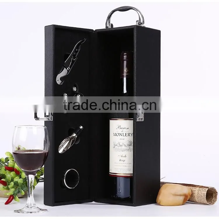Luxury PU leather wine gift box set with foam insert