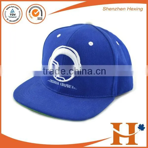 2016 blue canvas woven label 5 panel strap back cap