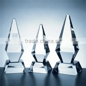 New design crystal pyramid clear and blue triangle awards