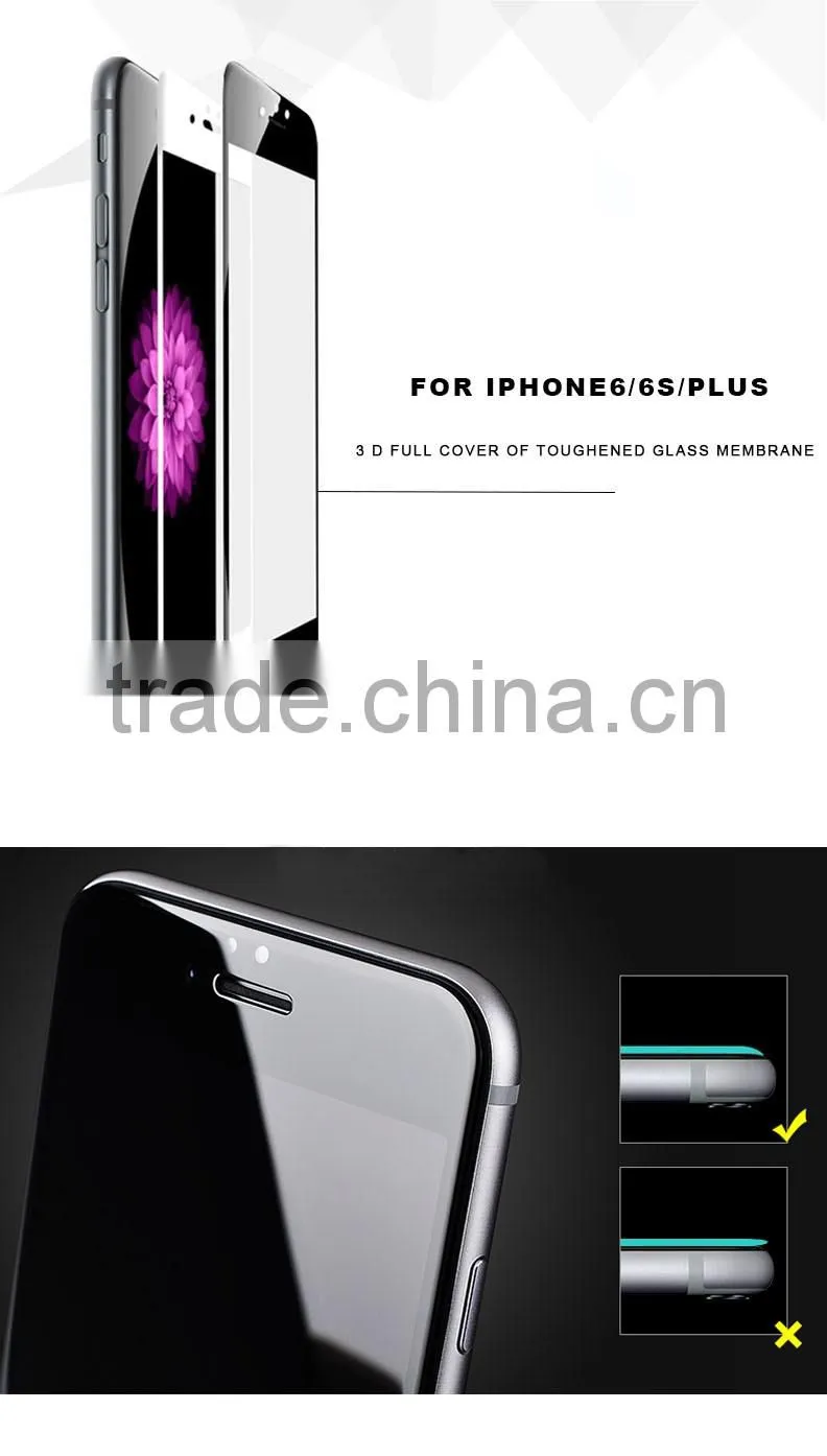 new arrival screen protector for iphone 6 6s plus 3D full curved edge tempered glass screen protector